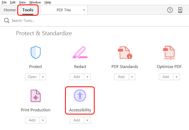 acrobat tools accessibility