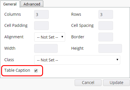 add a caption to tables in Blackboard