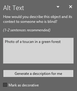word 2019 alt text panel