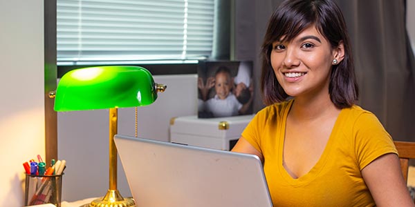 Student studying at home